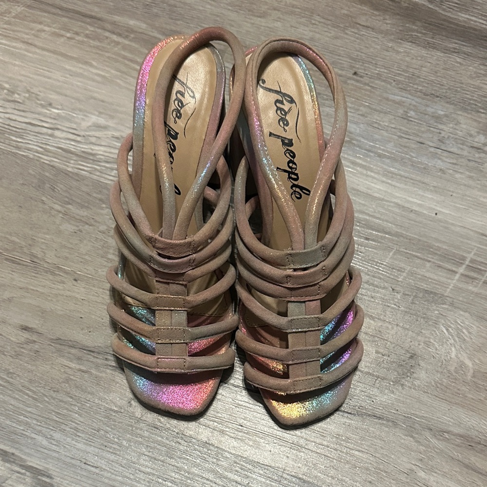 Free People Iridescent Strappy Heels